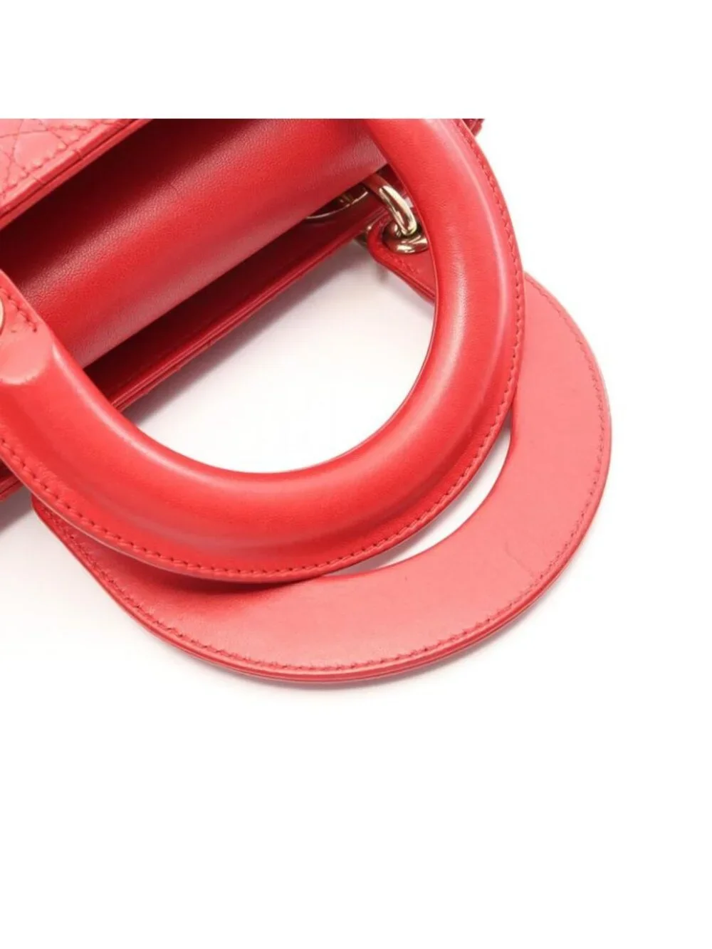 Dior Handbag Lady Dior MY Abcdior Small Cannage 2-Way Red Leather My Tote - Picture 5 of 8